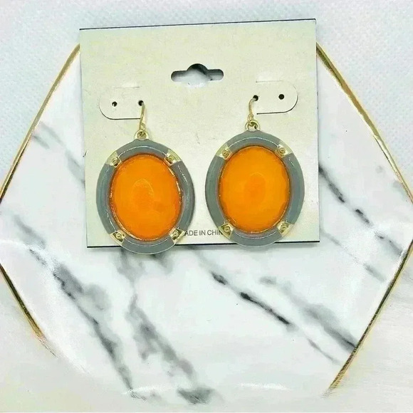 Orange Statement Earrings - Picture 2 of 3